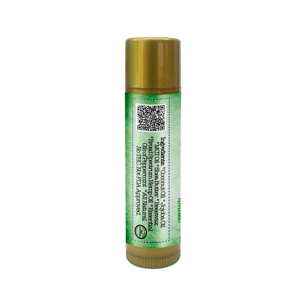 Balmshell lip balm does more that just moisturize your lips. Broad spectrum hemp oil rejuvenates cells from the harsh effects of sun, wind, and dryness.  Don't leave home without your all natural Balmshell lip balm.      Contains: 30mg CBD and other cannabinoids/terpenes  0% THC  Ingredients:  Coconut Oil, Jojoba Oil, MCT Oil, Shea Butter, Beeswax, Broad Spectrum Hemp Oil,  Peppermint Oil              Directions:  Twist bottom of tube counter clockwise and gently apply to dry or chapped lips. 